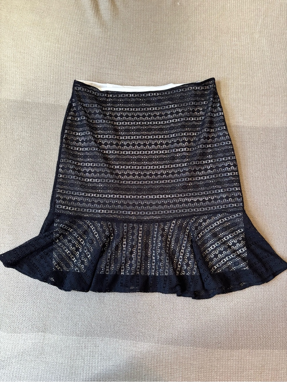 Worthington Black Crochet Ruffled Hem Skirt